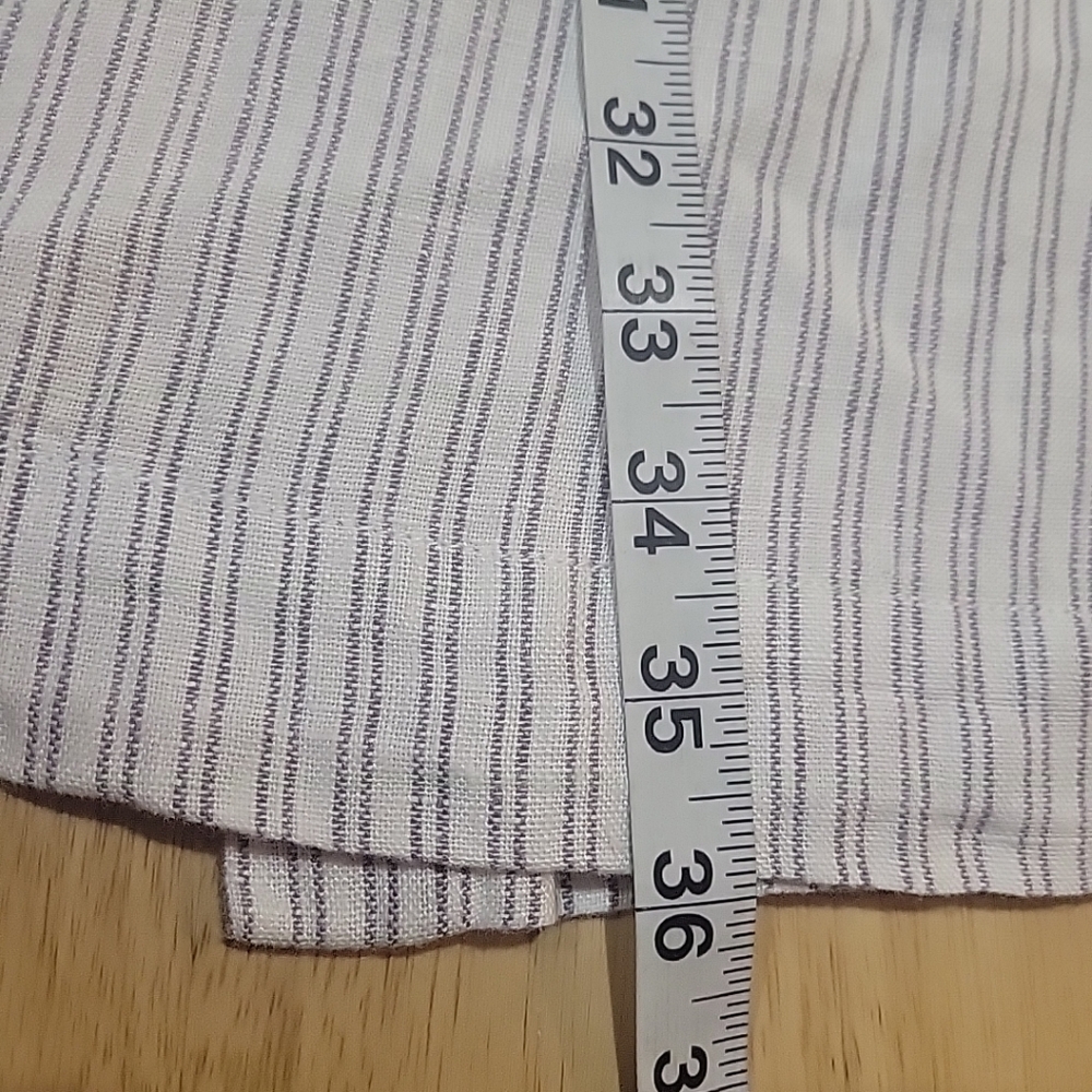Garnet Hill Linen Shift Dress Women’s Sz 10 Button Front Stripes Lagenlook Boho - Picture 6 of 6